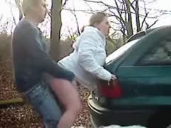 Outside, the girl fucked the automobile.